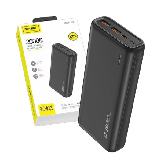 Foneng Power Bank P52 Dual USB 20000mAh 22.5W PD+QC3.0 Black Foneng Power Bank P52 Dual USB 20000mAh 22.5W PD+QC3.0 Black